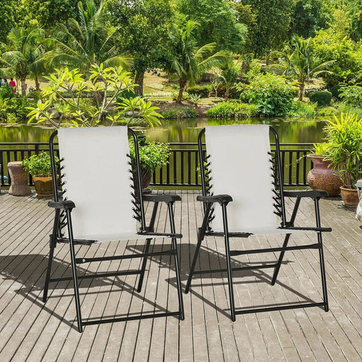 Set of 2 White Folding Outdoor Chairs - Outsunny - Green4Life