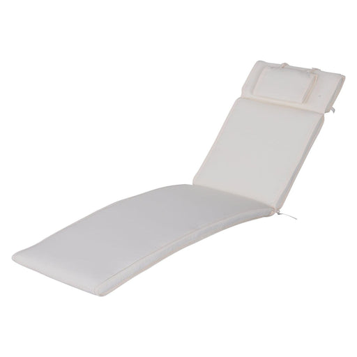 Garden Sun Lounger Chair Cushion Replacement - Cream White - Outsunny - Green4Life