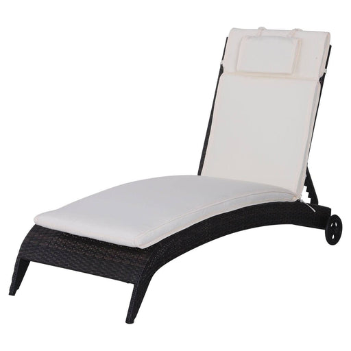 Garden Sun Lounger Chair Cushion Replacement - Cream White - Outsunny - Green4Life