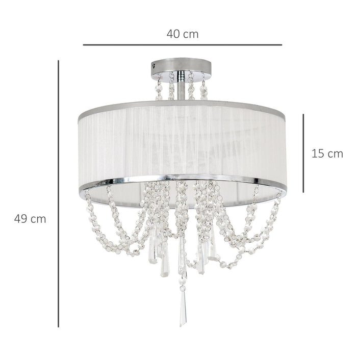 Chandelier with Pleated Fabric Lampshade - White - Green4Life