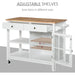 Modern Kitchen Island on Wheels with 2 Drawers, Cabinet, Towel Rack & Rubber Wood Top - White - Green4Life