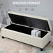 Storage Ottoman Bench with Button Tufted Design, Hinged Lid and Wooden Frame 125L x 49W x 41.5H cm - Beige - Green4Life