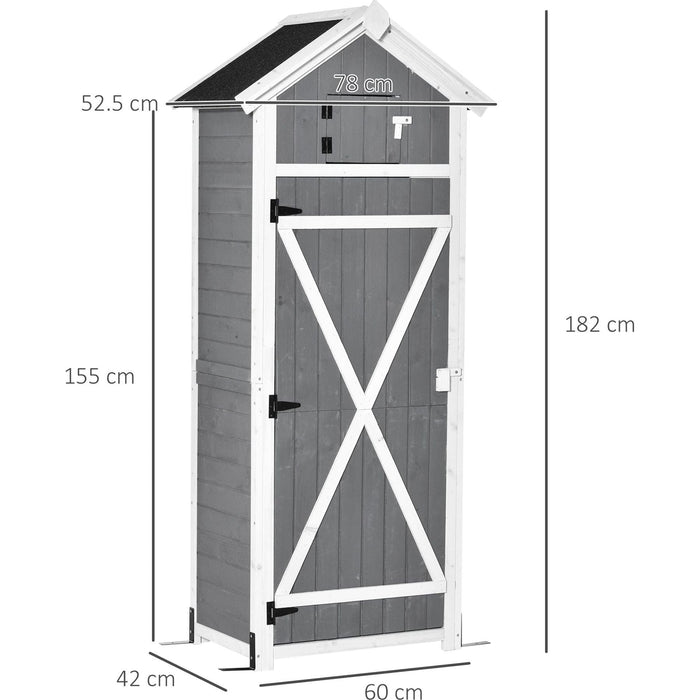 Outsunny Wooden Lockable Storage Shed with Workstation - Grey - Green4Life