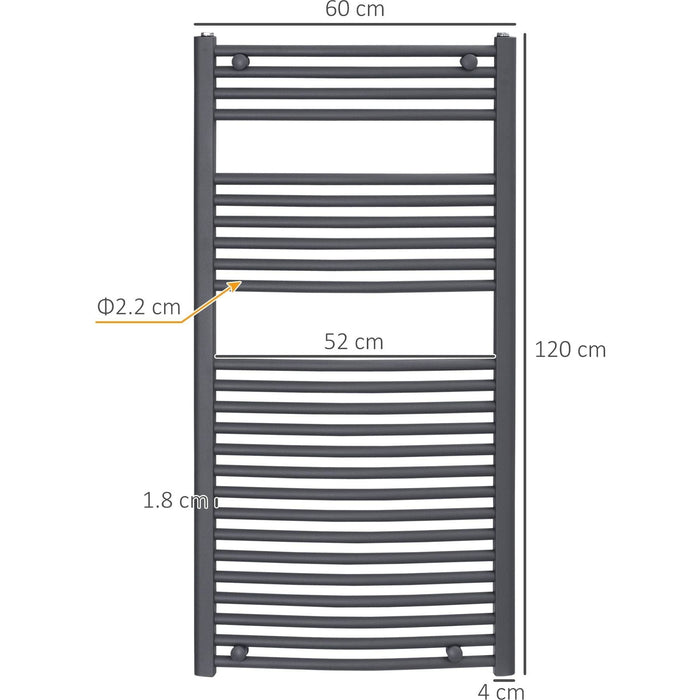 HOMCOM Heated Towel Rail 600mm x 1200mm - Grey - Green4Life