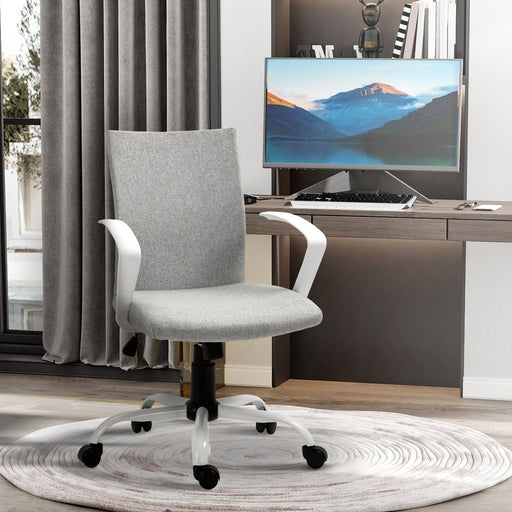 Vinsetto Swivel Chair with Linen Upholstery - Light Grey - Green4Life