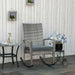 Outsunny Swaying Comfort Rattan Rocker - Light Grey Wicker Outdoor Rocking Chair - Green4Life