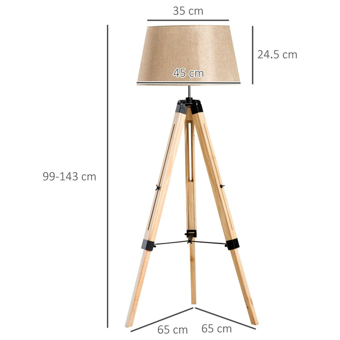 Wooden Tripod Floor Lamp - Cream Shade - Green4Life
