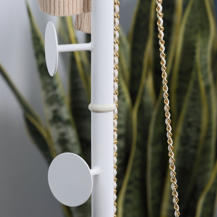 Slimline Metal Coat Stand with Round Hooks & Marble Base - White - Green4Life