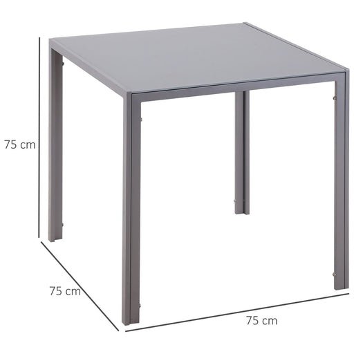 Square Dining Table for 2-4 People with Glass Top & Metal Legs - Grey (Chairs not included) - Green4Life