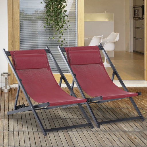 Vibrant Red Seaside-Style Set of 2 Folding Chairs - Outsunny - Green4Life