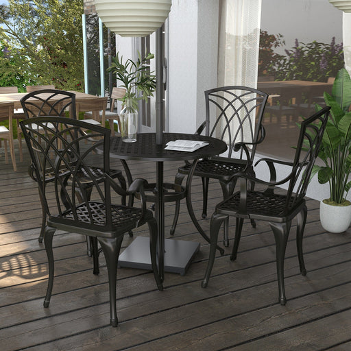 Elegant 4-Seater Cast Aluminium Outdoor Bistro Set, Brown - Outsunny - Green4Life