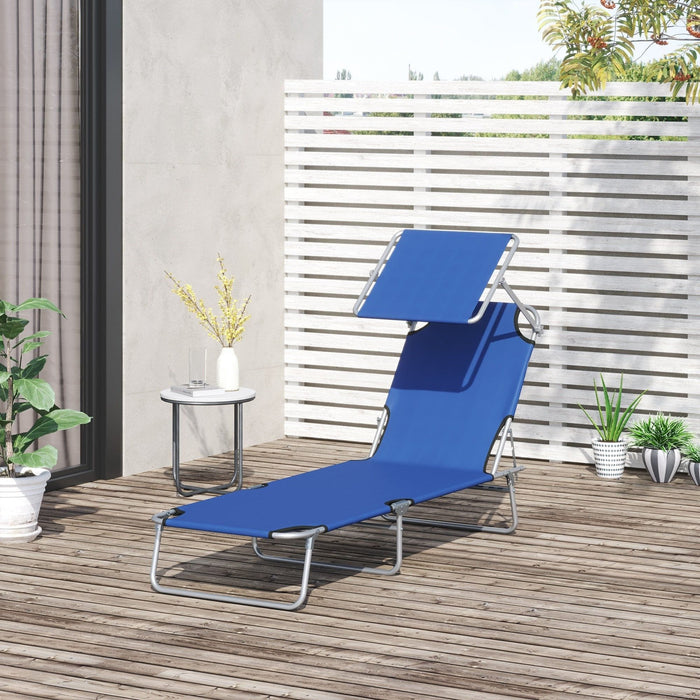 Deluxe Blue Sun Lounger with Retractable Canopy - Outsunny - Green4Life