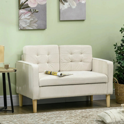 Cream White Modern Loveseat with Storage and Tufted Design - Green4Life