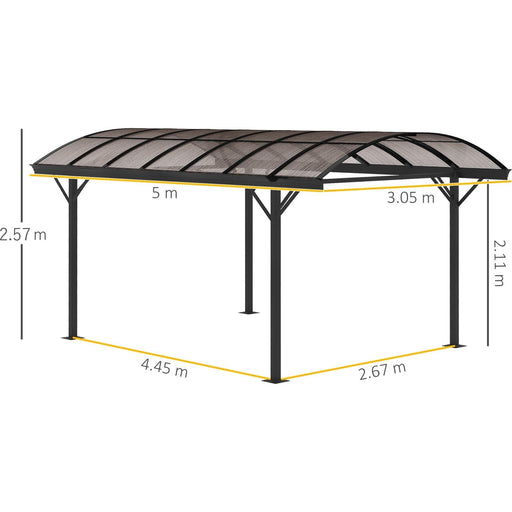 Outsunny 5 x 3(m) Pergola with Polycarbonate Roof and Aluminium Frame - Brown - Green4Life