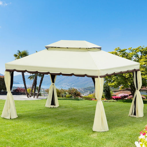 Outsunny Cream White 3x4m Aluminium Garden Gazebo with Nets and Sidewalls - Green4Life