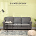 Three-Seater Studded Edge Sofa - Grey - Green4Life