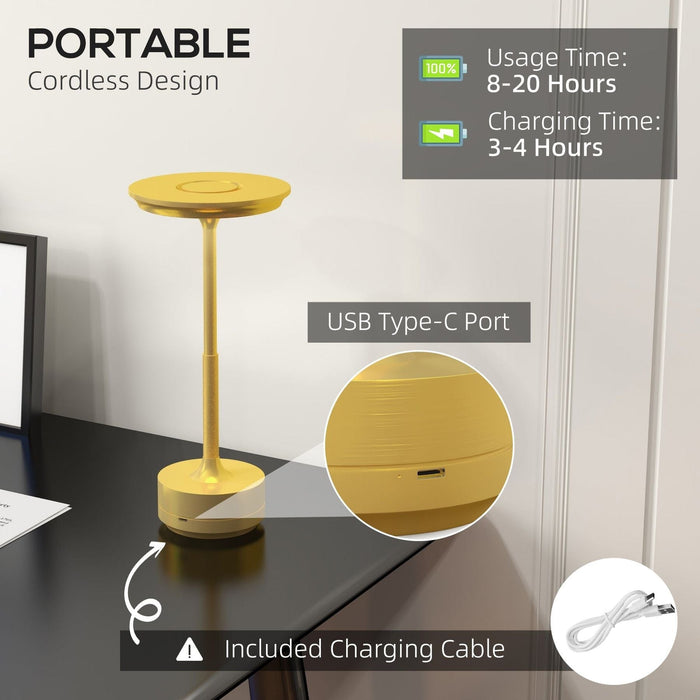 Sleek Gold-Tone Wireless LED Desk Lamp, Touch-Controlled, Rechargeable for Versatile Use - Green4Life