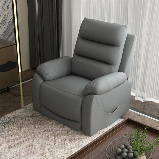 PU Leather Electric Riser and Recliner Armchair for the Elderly, with Massage Function & Side Pockets - Grey - Green4Life