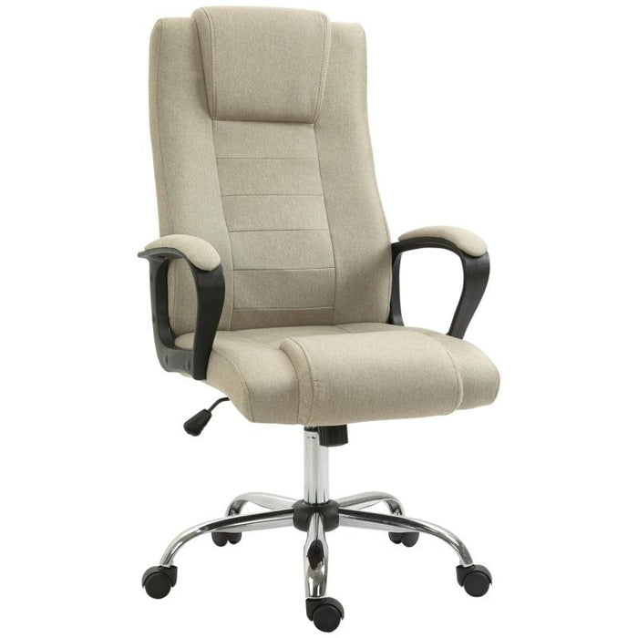 Vinsetto Linen Upholstered Reclining Office Chair - Khaki - Green4Life