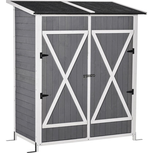 Outsunny Wooden Storage Shed with Table - Grey - Green4Life