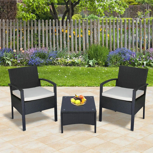 Outsunny Steel Serenity - 2-Seater Rattan Bistro Set with Table - Black - Green4Life