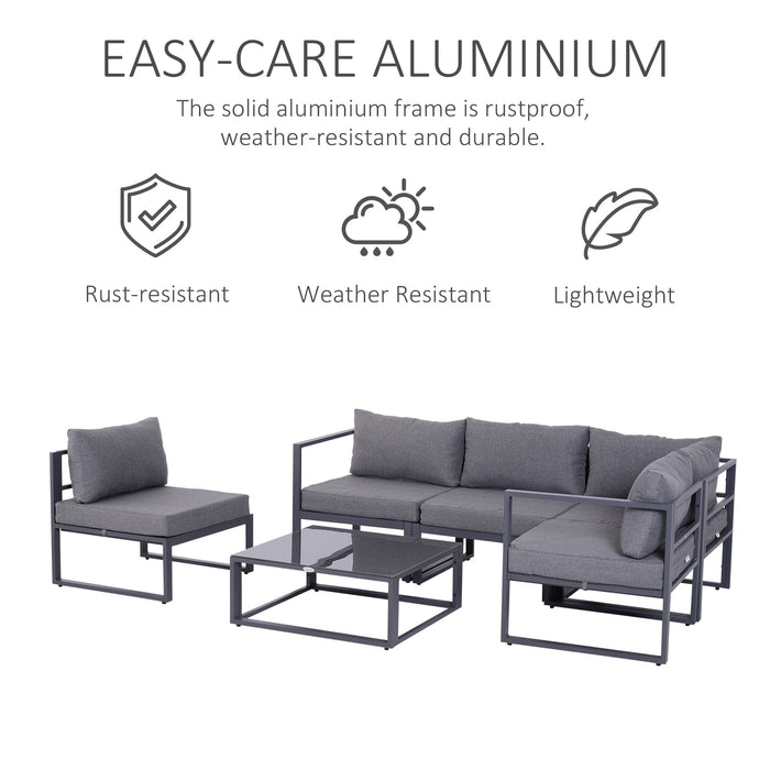 Deluxe 6-Piece Cushioned Aluminum Lounge Set - Outsunny - Green4Life
