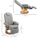 PU Recliner Lounge Chair with Footrest & Wooden - Grey - Green4Life