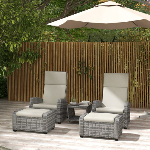 5-Piece Reliner Rattan Lounge Set - Grey - Outsunny - Green4Life