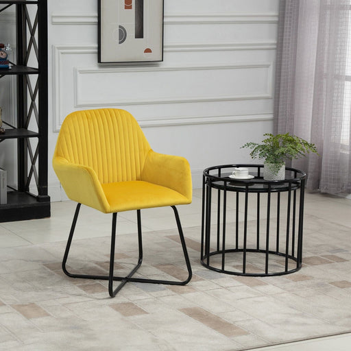 Upholstered Accent Armchair with Metal Base - Yellow - Green4Life