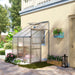 Outsunny 6 x 4ft Lean to Wall Polycarbonate Greenhouse with Aluminium Frame, Roof Vent and Sliding Door - Clear - Green4Life