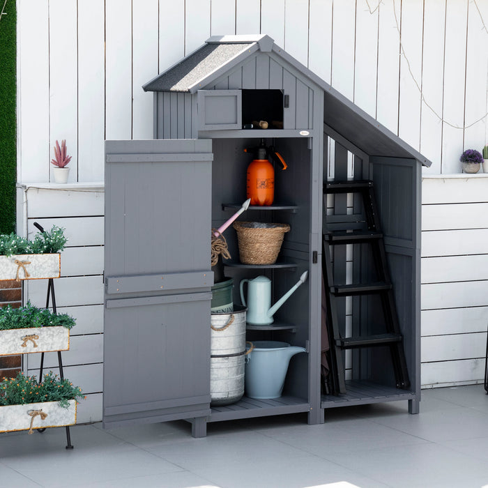4 x 1 ft (129L x 51.5W x 180Hcm) Garden Storage Shed with 3 Shelves and Slant Roof - Grey - Outsunny