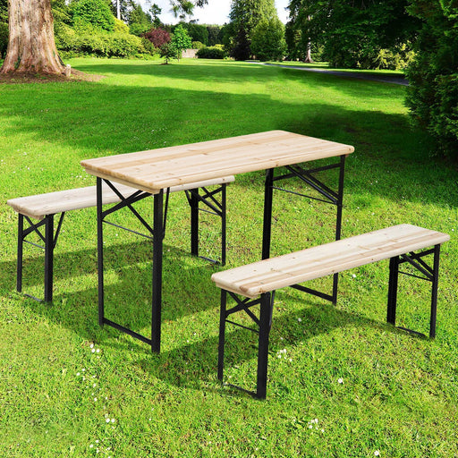 Rustic Wooden Picnic Bench and Table Combo - Outsunny - Green4Life