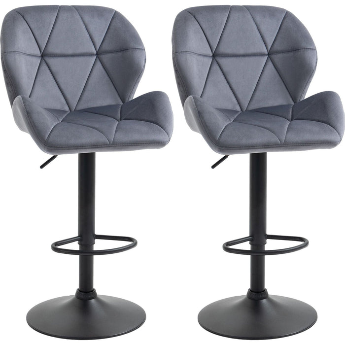 Set of 2 Height Adjustable Swivel Bar Stools with Footrests - Dark Grey - Green4Life