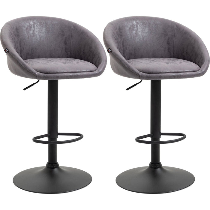 Set of 2 Modern Swivel Bar Stools with PU Leather Upholstery, Footrest, Armrests, and Back - Dark Brown - Green4Life