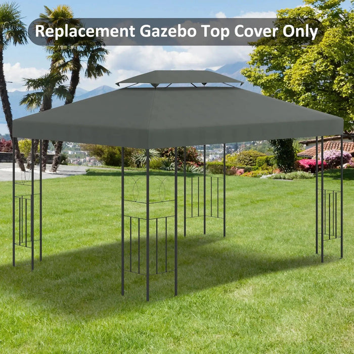 Outsunny 3x4m Dual-Layer SunGuard - Deep Grey UV Protective Canopy Top - Green4Life