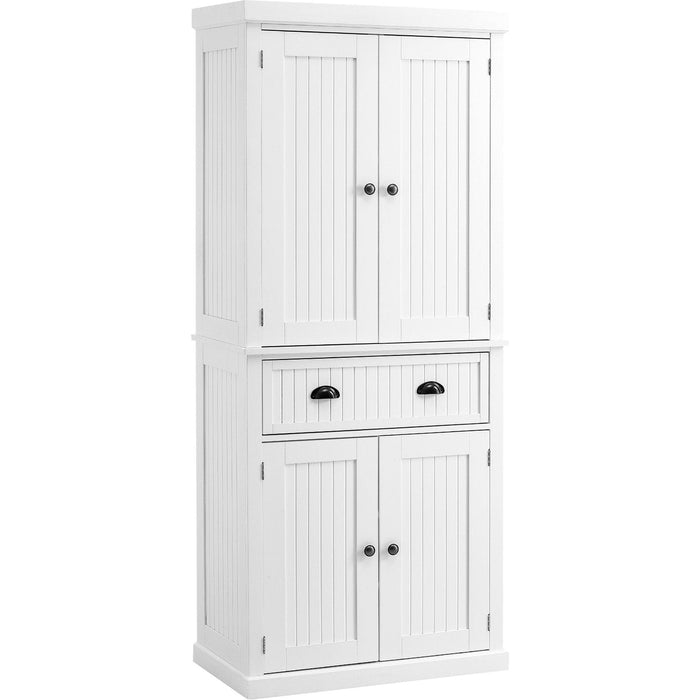 Traditional Freestanding Kitchen Cupboard Storage Cabinet - 76L x 40.5W x 184H (cm) - White - Green4Life