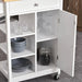 Kitchen Storage Trolley Unit with Wooden Top, 3 Shelves & Cupboard - White - Green4Life