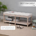 2 Tier Shoe Rack Bench with Button Tufted Upholstered Cushion - Cream White - Green4Life