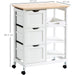 Kitchen Island Cart with Wooden Top, Shelves & Drawers - White - Green4Life