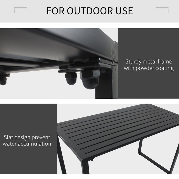 Metal Picnic Table and Benches for Outdoor Dining - Black - Outsunny - Green4Life