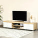 TV Unit Herringbone Pattern with Drawers & Shelves - Oak/White - Green4Life