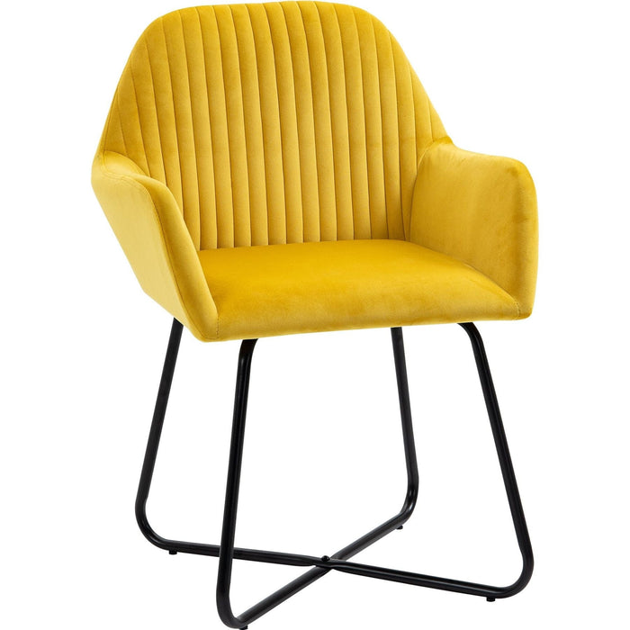 Upholstered Accent Armchair with Metal Base - Yellow - Green4Life