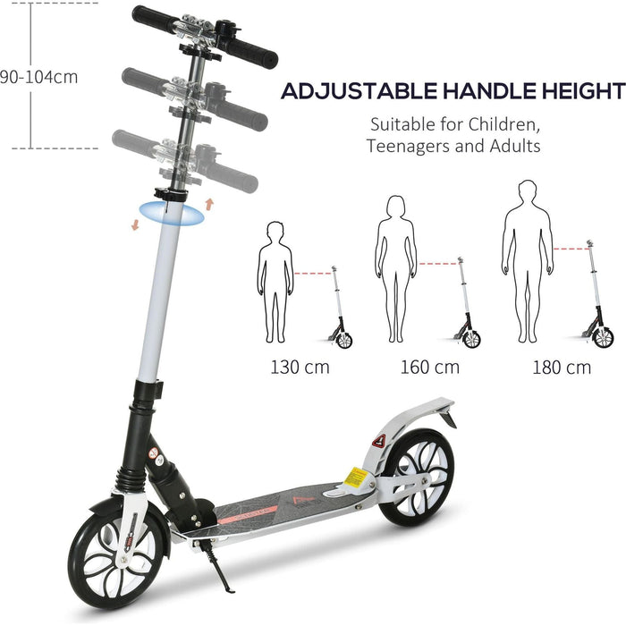 Foldable Scooter with Rear Brake for Ages 14+ years - White - Green4Life