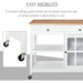 Modern Kitchen Island on Wheels with 2 Drawers, Cabinet, Towel Rack & Rubber Wood Top - White - Green4Life