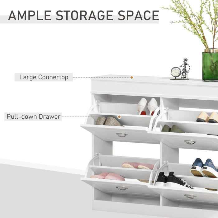 Shoe Cabinet with 4 Flip Drawers & Adjustable Shelves - White - Green4Life