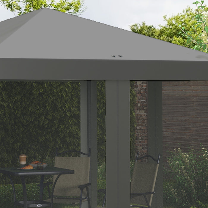 10 x 10 ft (3 x 3m) Gazebo with Removable Mesh Walls and Convenient Carry Bag - Light Grey - Outsunny