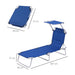 Deluxe Blue Sun Lounger with Retractable Canopy - Outsunny - Green4Life
