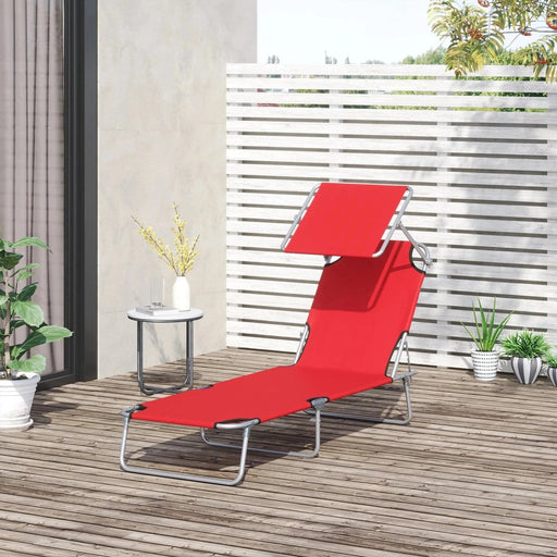 Deluxe Red Sun Lounger with Retractable Canopy - Outsunny - Green4Life