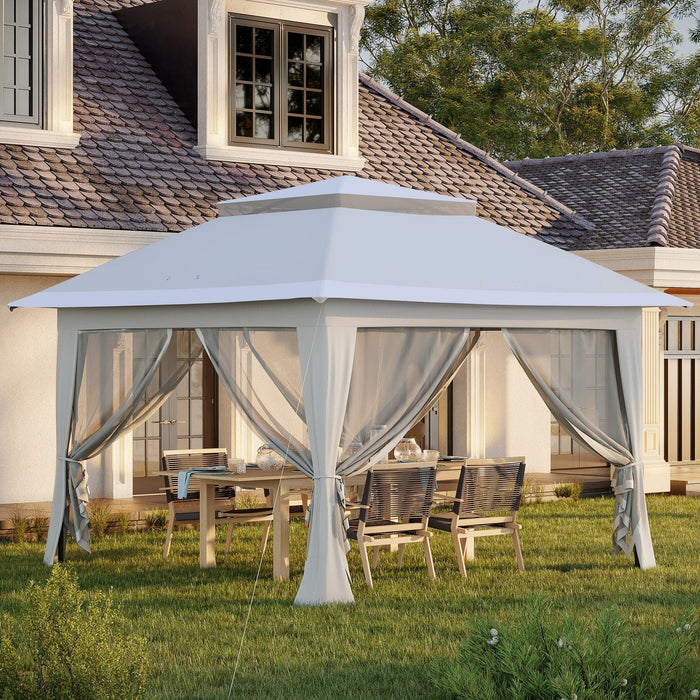 Outsunny 3.6 x 3.6 m Portable Grey Pop-Up Gazebo with Steel Frame and Carry Bag - Green4Life