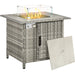 Outsunny Rattan Square Gas Fire Pit Table with Glass Windscreen and Lava Stones - Grey - Green4Life